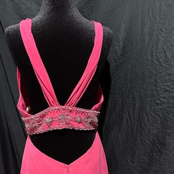 Vintage Precious Formals Vibrant Pink Prom Dress with beading - Picture 5 of 6